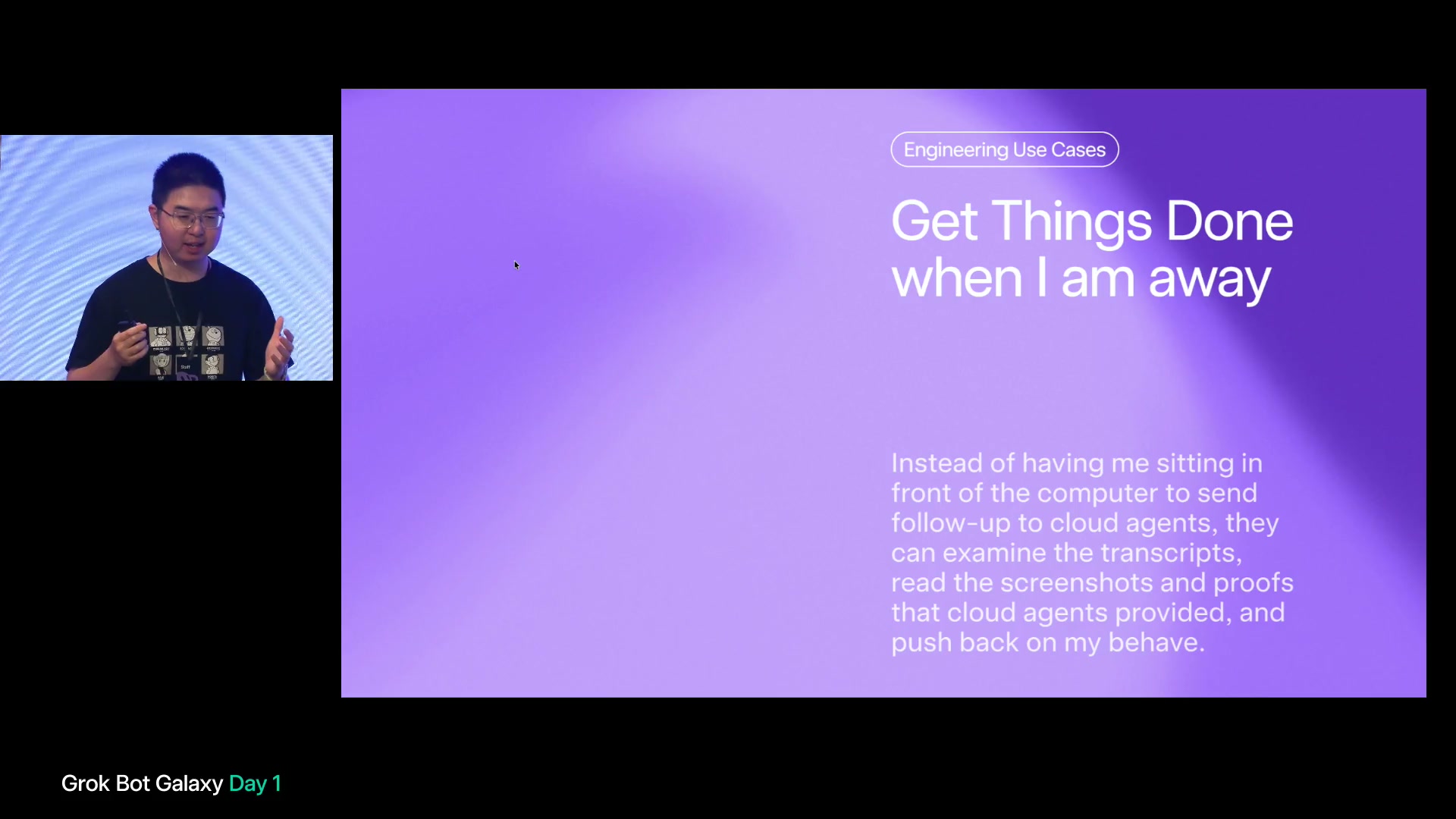 Get Things Done when I am away。Cloud Agentの記録と画面証拠を確認し、本人に代わって追加対応を求める説明。